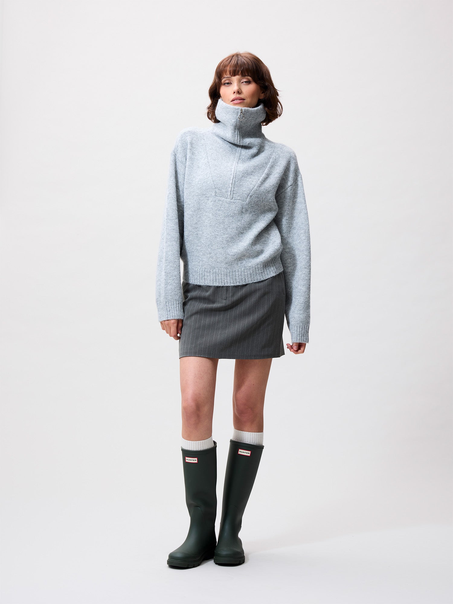 Knit met zipper | Grey Melange