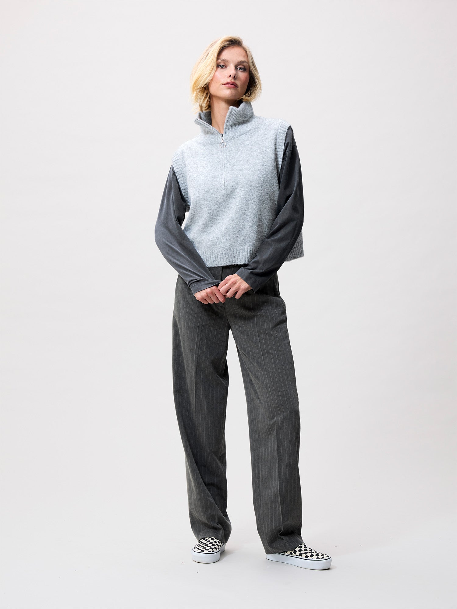 Half zip vest | Grey Melange