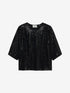Pleated shoulder top | Black