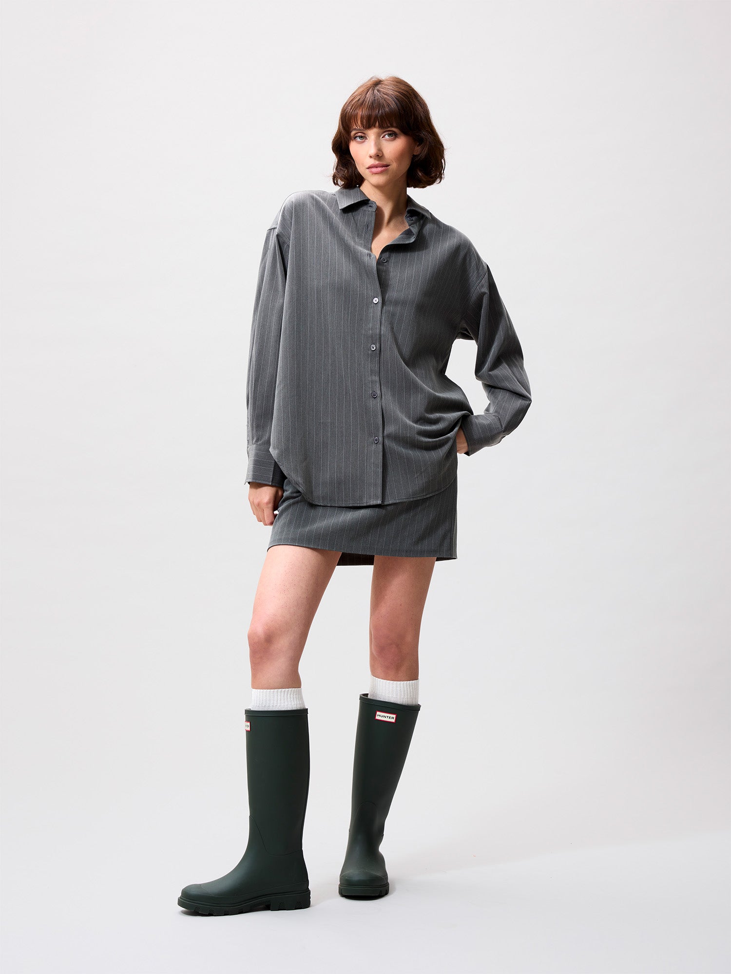 Pinstripe blouse | Grey Melange