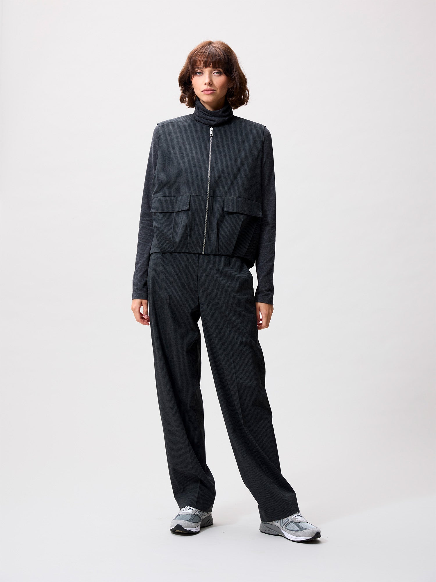 Pinstripe bodywarmer | Dark Grey Melange