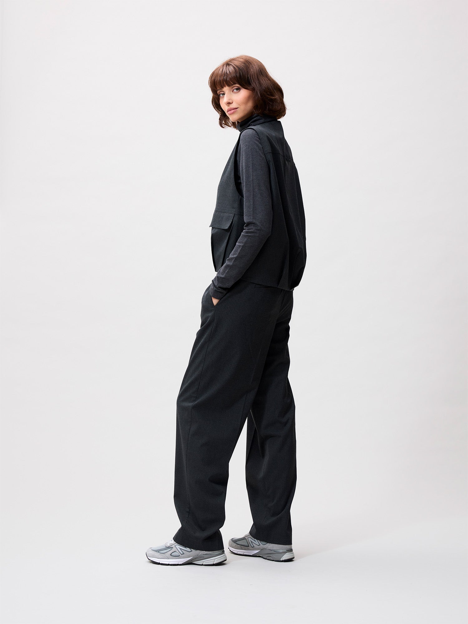 Pinstripe bodywarmer | Dark Grey Melange