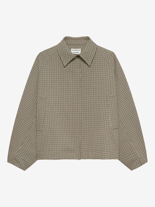 Check cape jacket | Brown