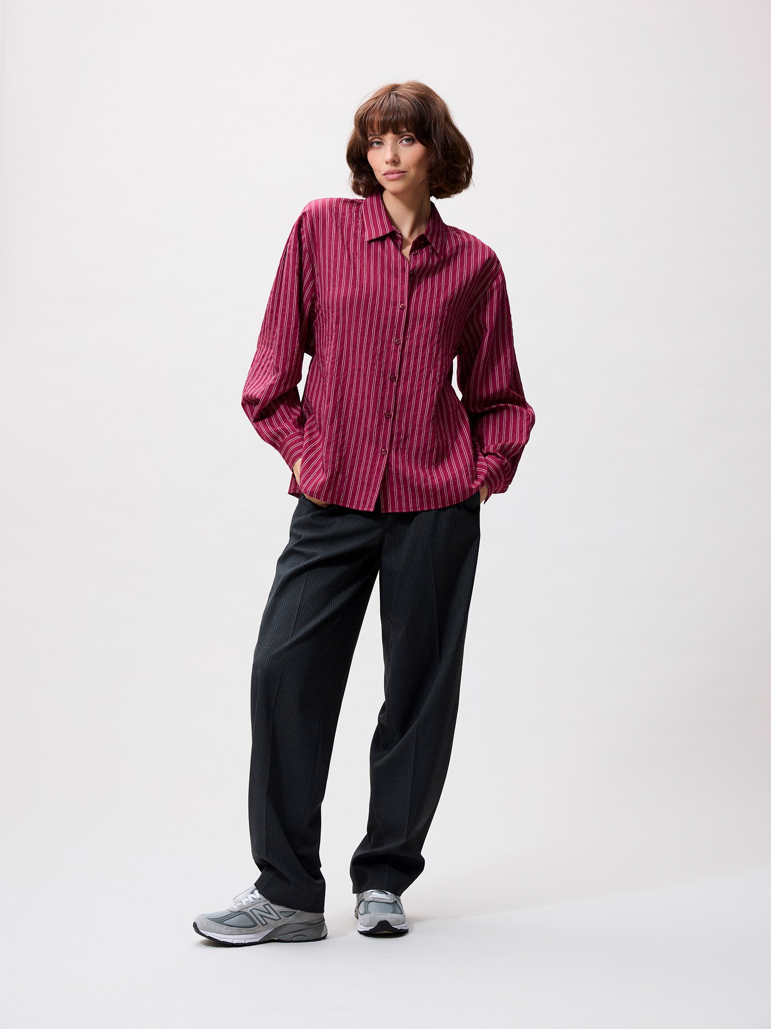 Blouse met open back | Berry