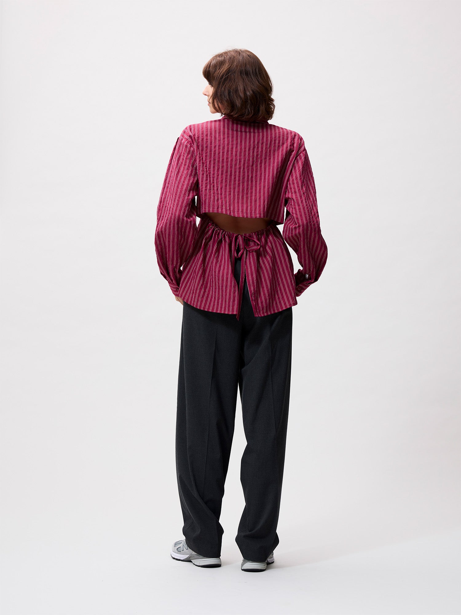 Blouse with open back | Berry