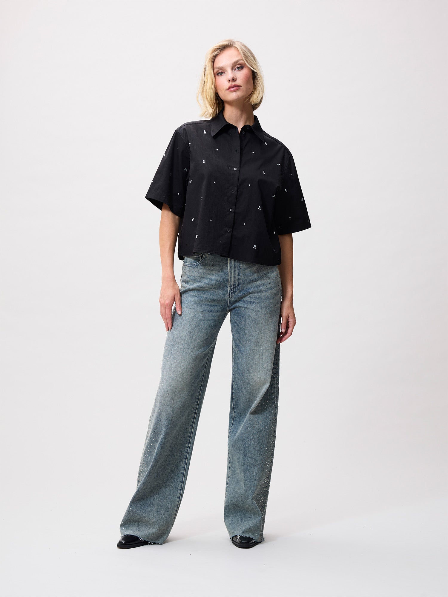 Blouse met strass | Black