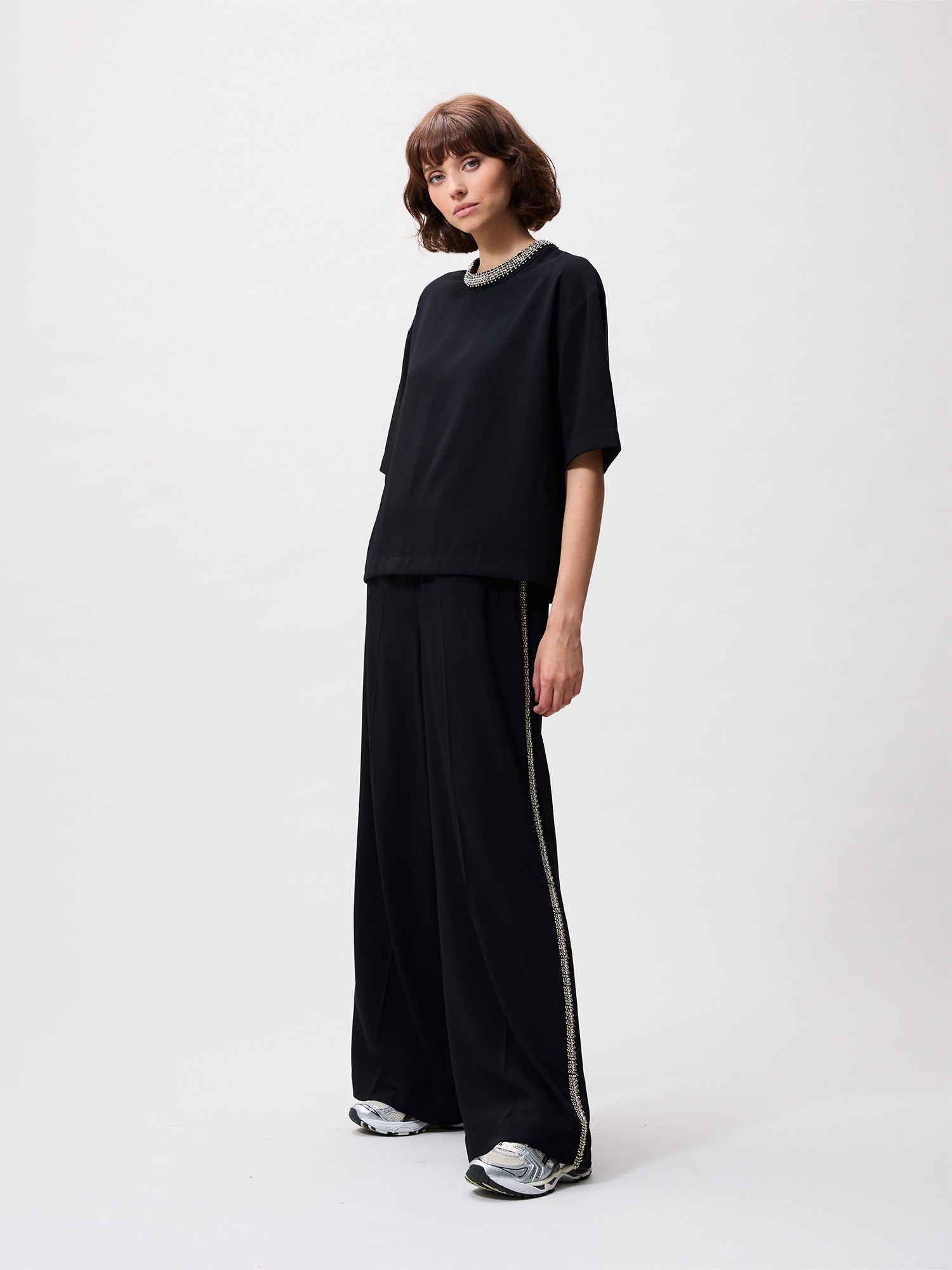 Top met strass detail | Black