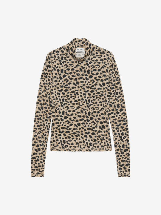 Long sleeve met cheetah print | Cement
