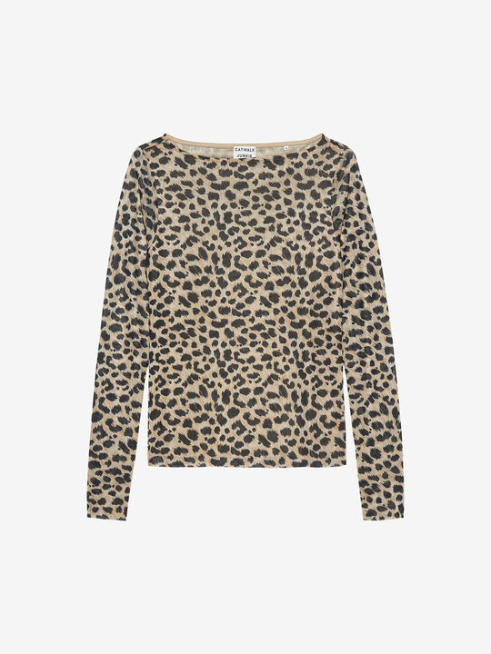 Long sleeve met cheetah print | Cement