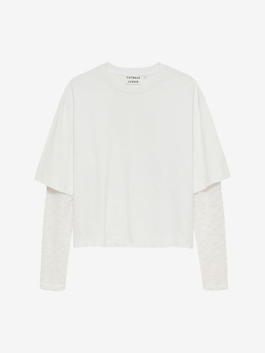 Tshirt with long lace sleeve | Off White