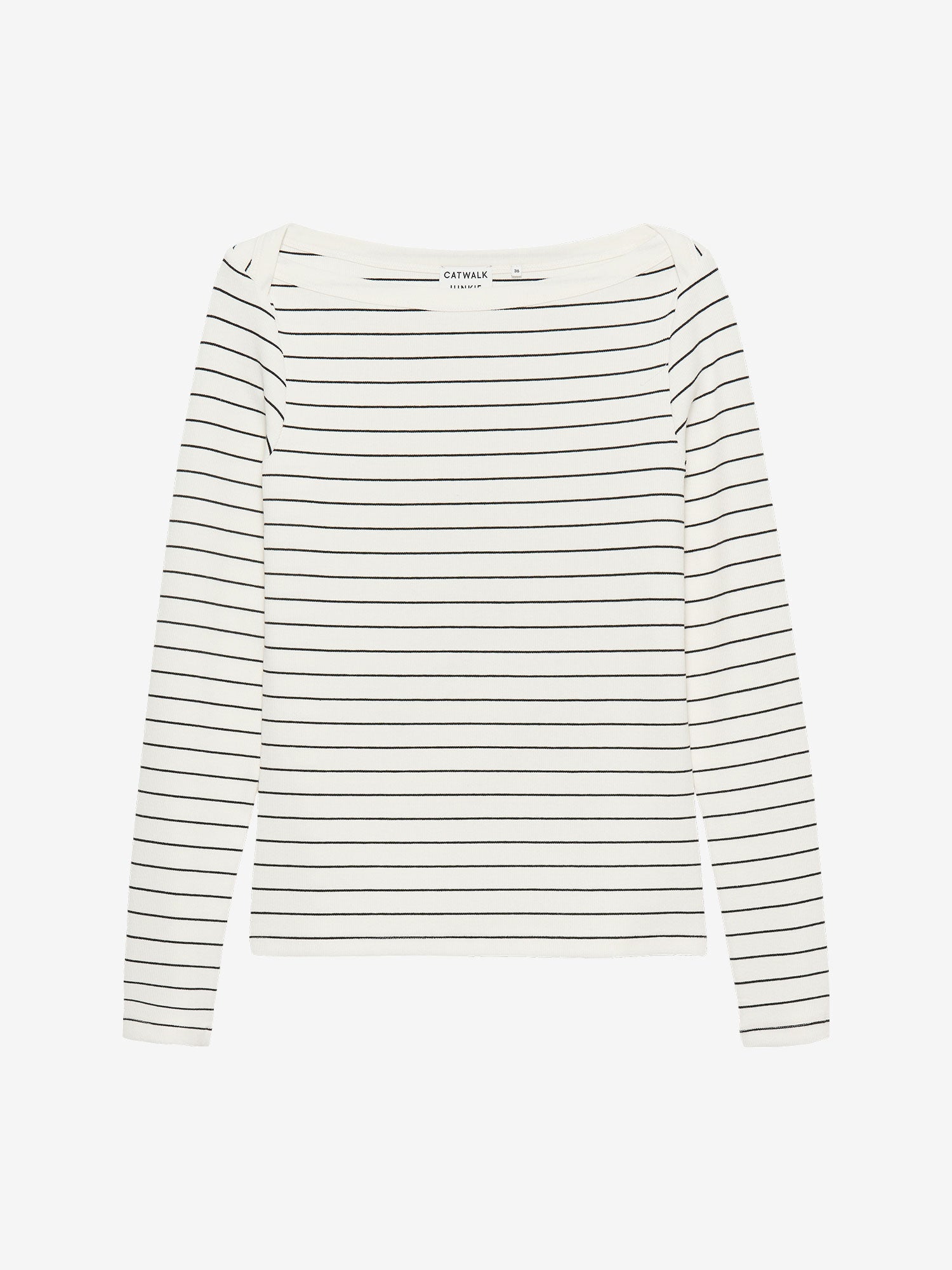 Bestreepte long sleeve met boatneck | Off White