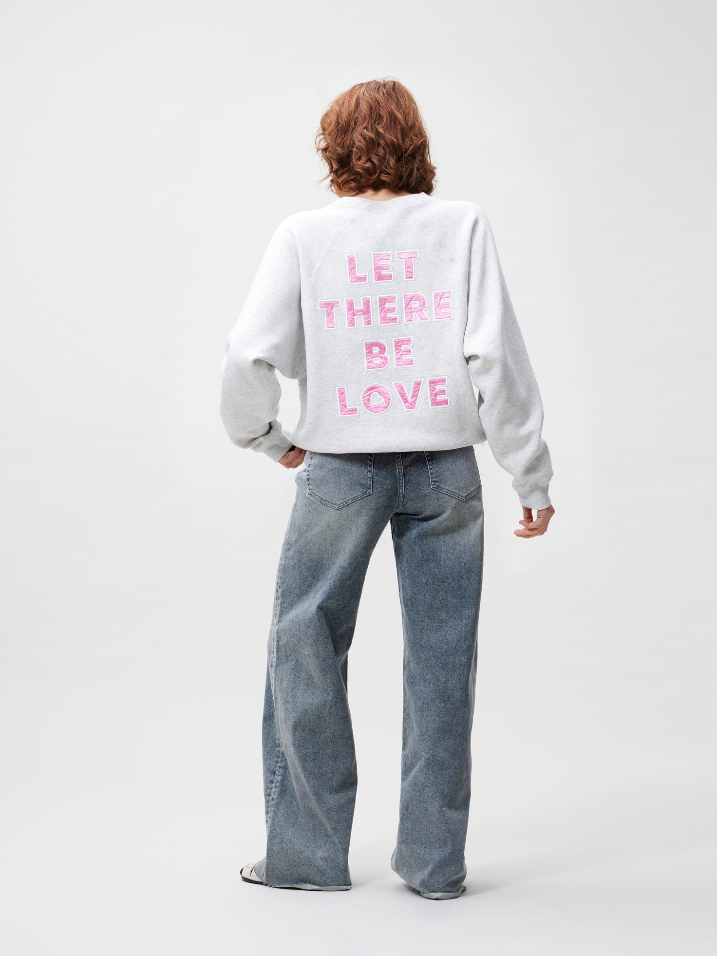 Sweater met graphic op rug | Light Grey Melange