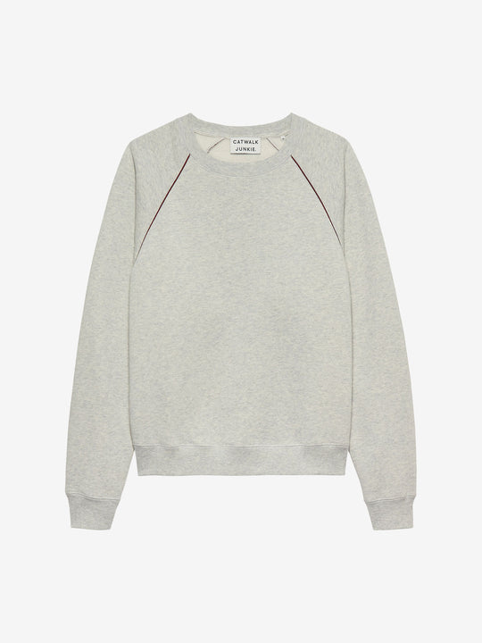 Graphic sweater met bies detail | Light Grey Melange