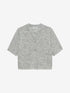 Short sleeve knitted cardigan | Light Grey Melange