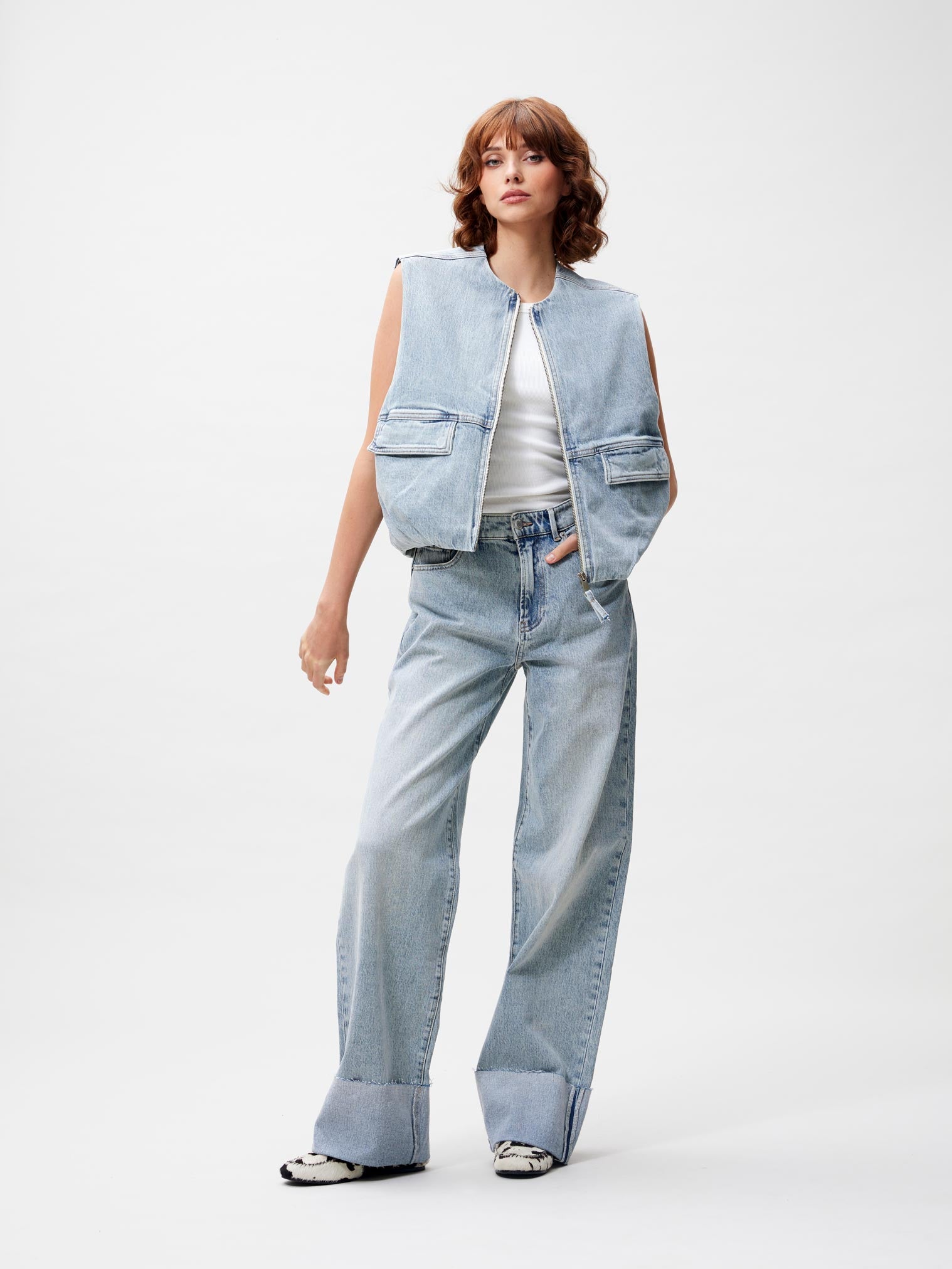 Denim bodywarmer | Light Blue