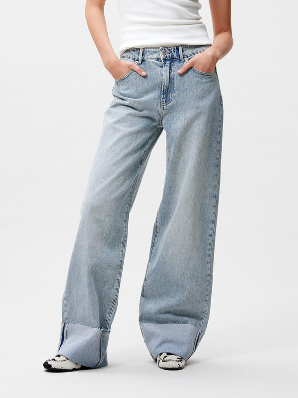 Loose fit jeans met omslag | Light Blue