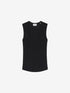 Vneck rib singlet | Black