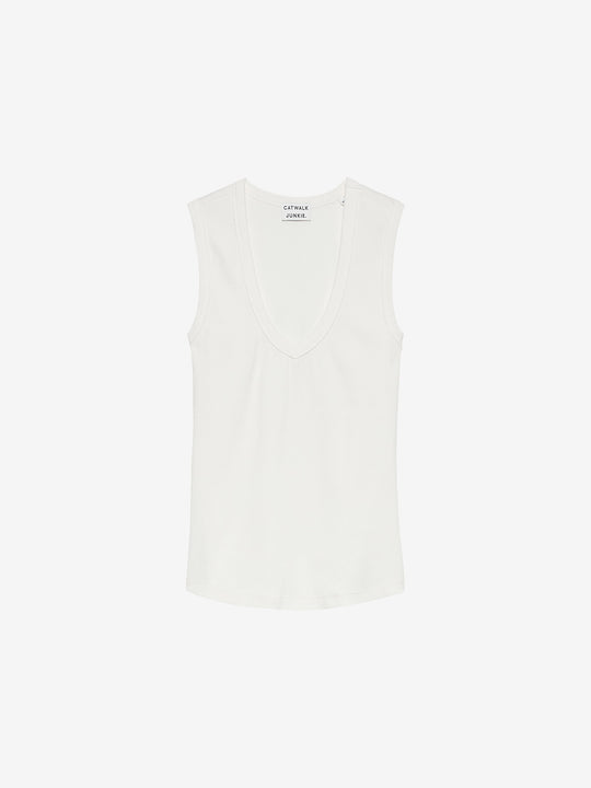 Vneck rib singlet | Off White