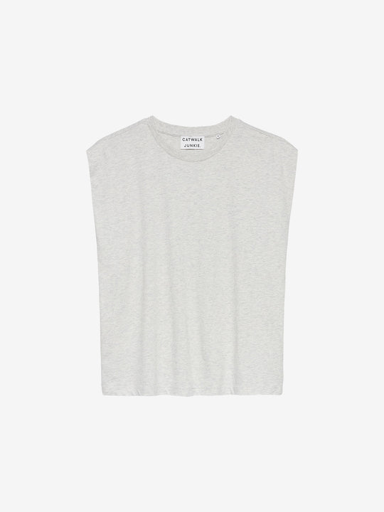 Folded shoulder singlet | Light Grey Melange