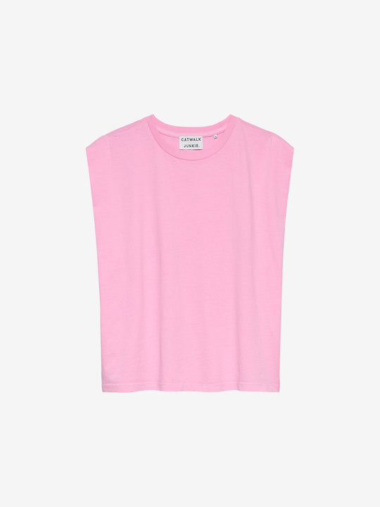 Folded shoulder singlet | Soft Pink