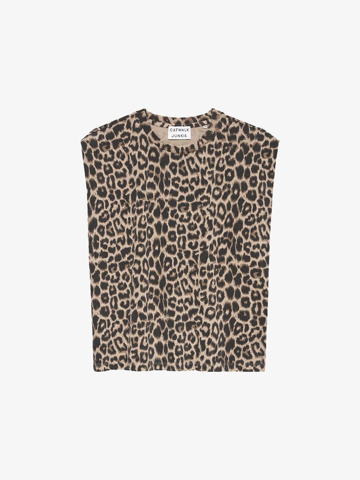 Folded shoulder leopard singlet | Grey Morn