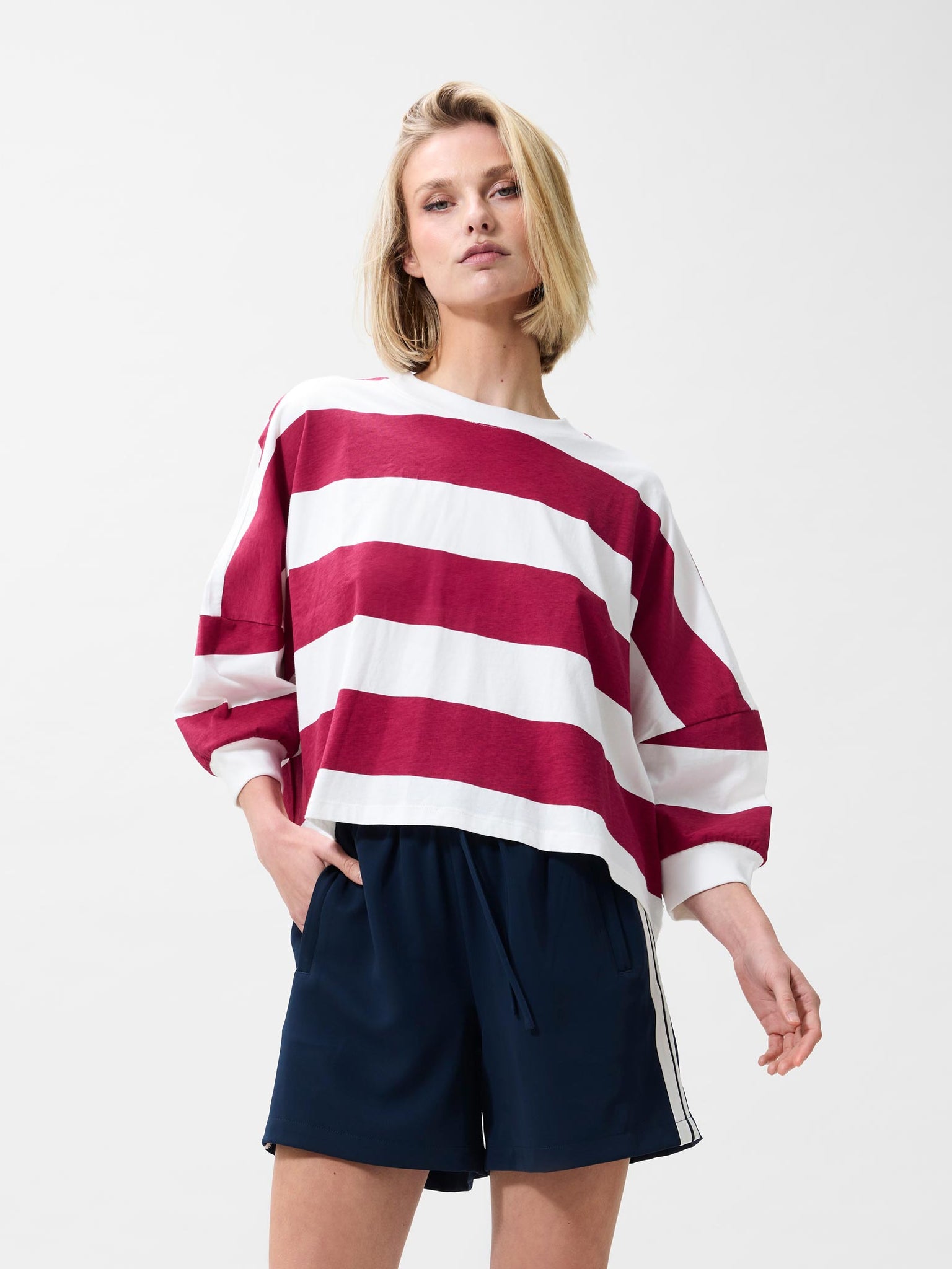 Oversized bold striped Tshirt | Cranberry Juice