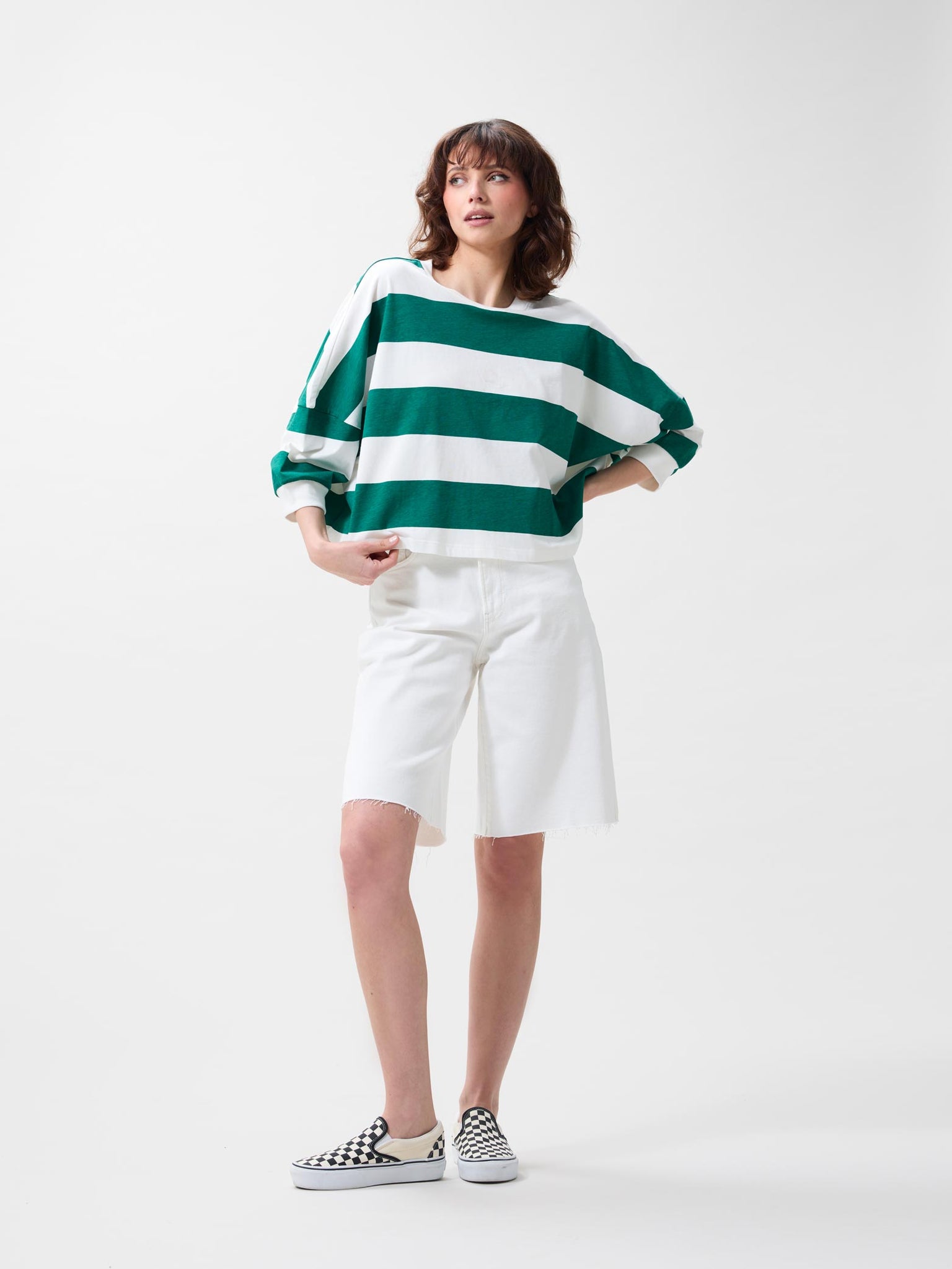 Oversized bold striped Tshirt | Wild Green