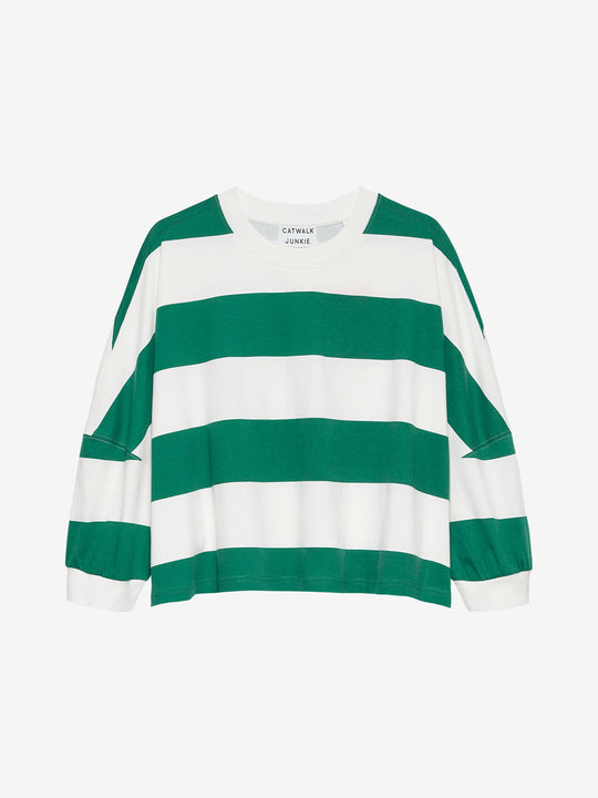 Oversized bold striped Tshirt | Wild Green