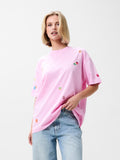 Oversized allover graphic Tshirt | Soft Pink