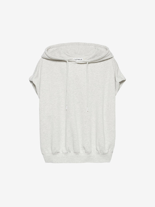 Sleeveless sweater with hood | Light Grey Melange