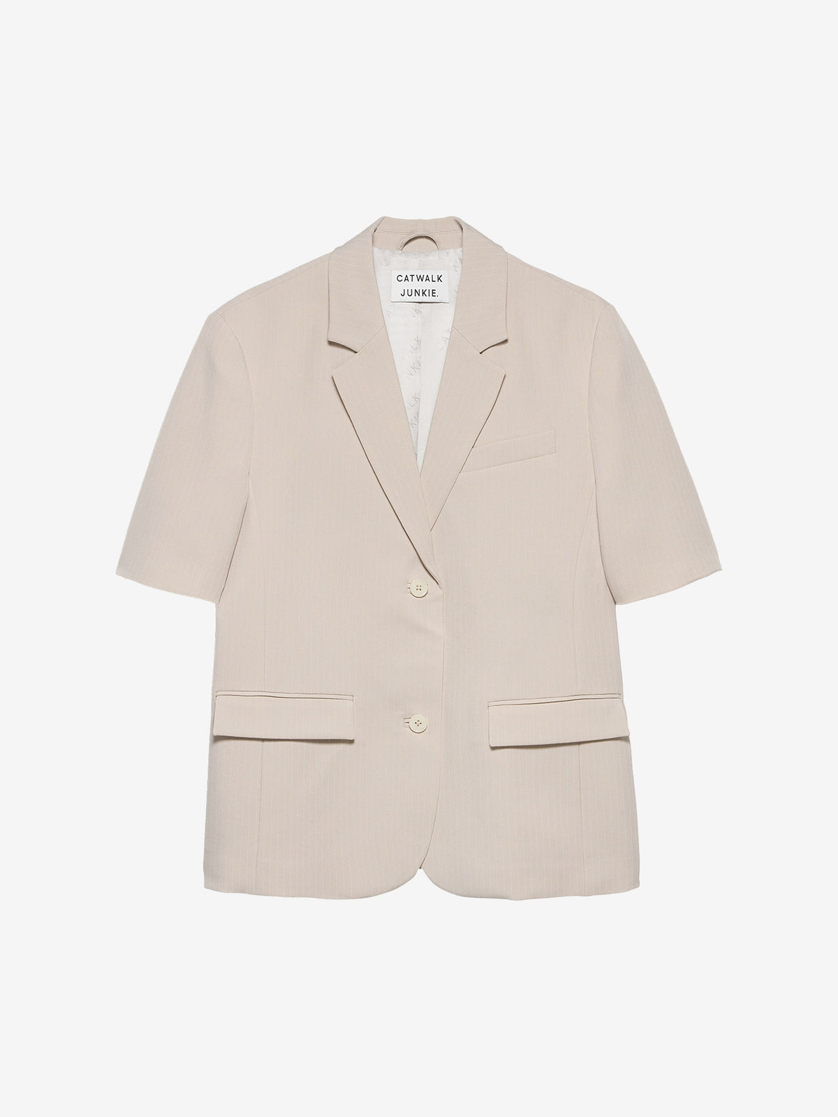 40 Sandshell Short sleeve pinstripe blazer | Sandshell – Catwalk Junkie