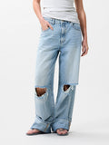 Super loose fit jeans damaged | Blue