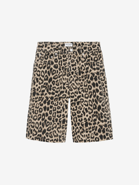 Loose fit leopard jorts | Grey Morn