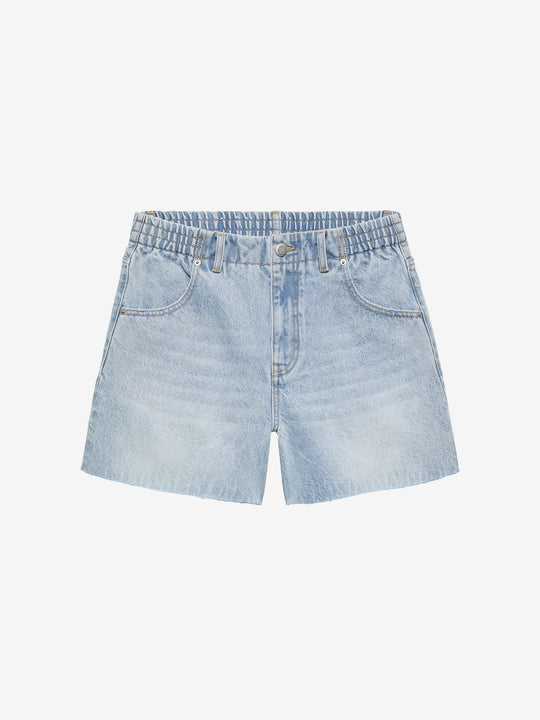Denim shorts with elastic waistband | Blue