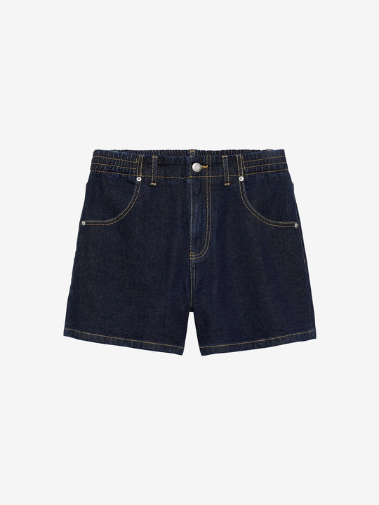 Denim shorts with elastic waistband | Dark Blue