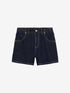 Denim shorts with elastic waistband | Dark Blue