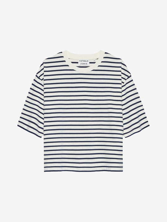 Loose fit striped Tshirt | Navy Blazer
