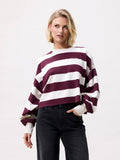 Oversized striped long sleeve | Merlot