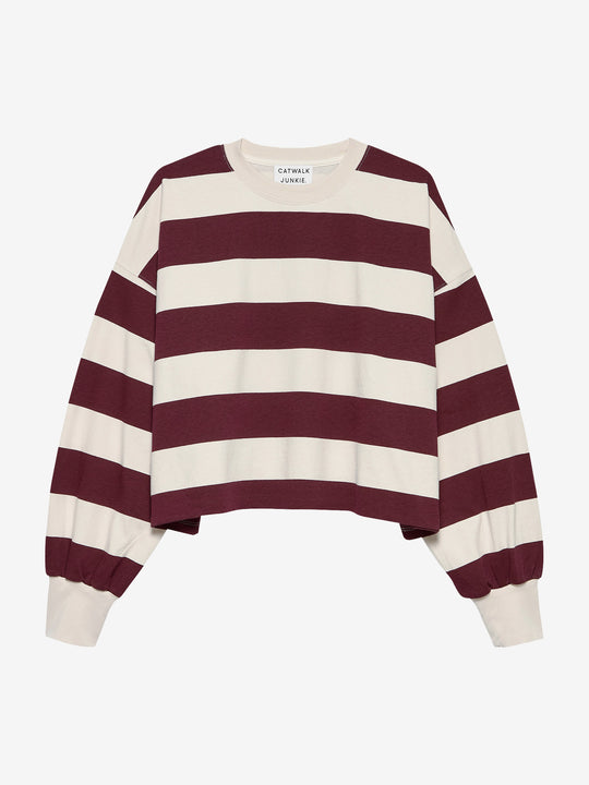 Oversized striped long sleeve | Merlot