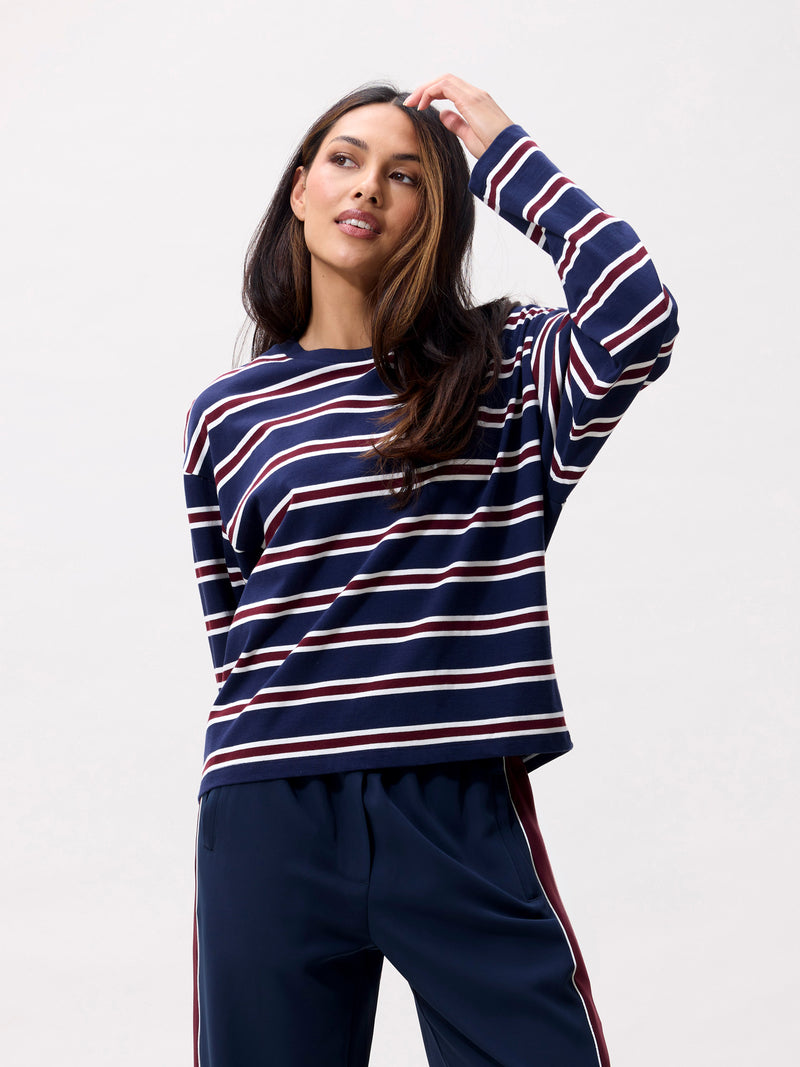 Striped long sleeve | Navy Blazer