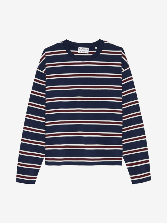 Striped long sleeve | Navy Blazer