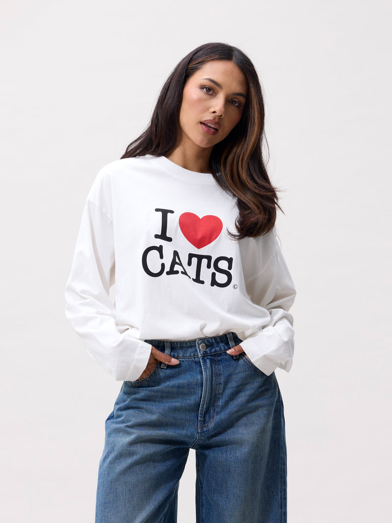 Graphic cat long sleeve | Off White