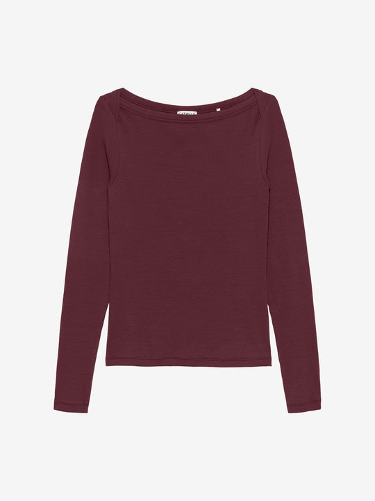 Boatneck rib long sleeve | Merlot