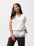 Sleeveless Vneck sweater | Cream
