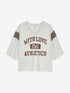 Sporty graphic short sleeve sweater | Light Grey Melange