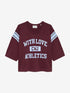 Sporty graphic short sleeve sweater | Merlot
