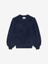 Fuzzy puff sleeve knit | Navy Blazer