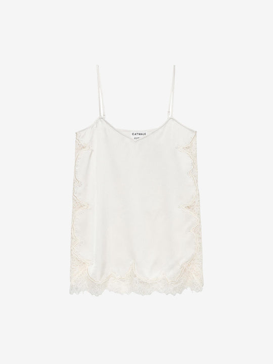 Lace spaghetti top | Cream