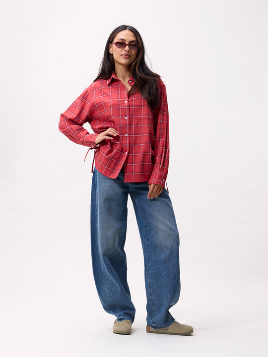 Check blouse | Red