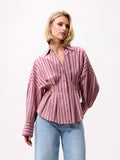 Blouse with waist pleats | Pink Sky
